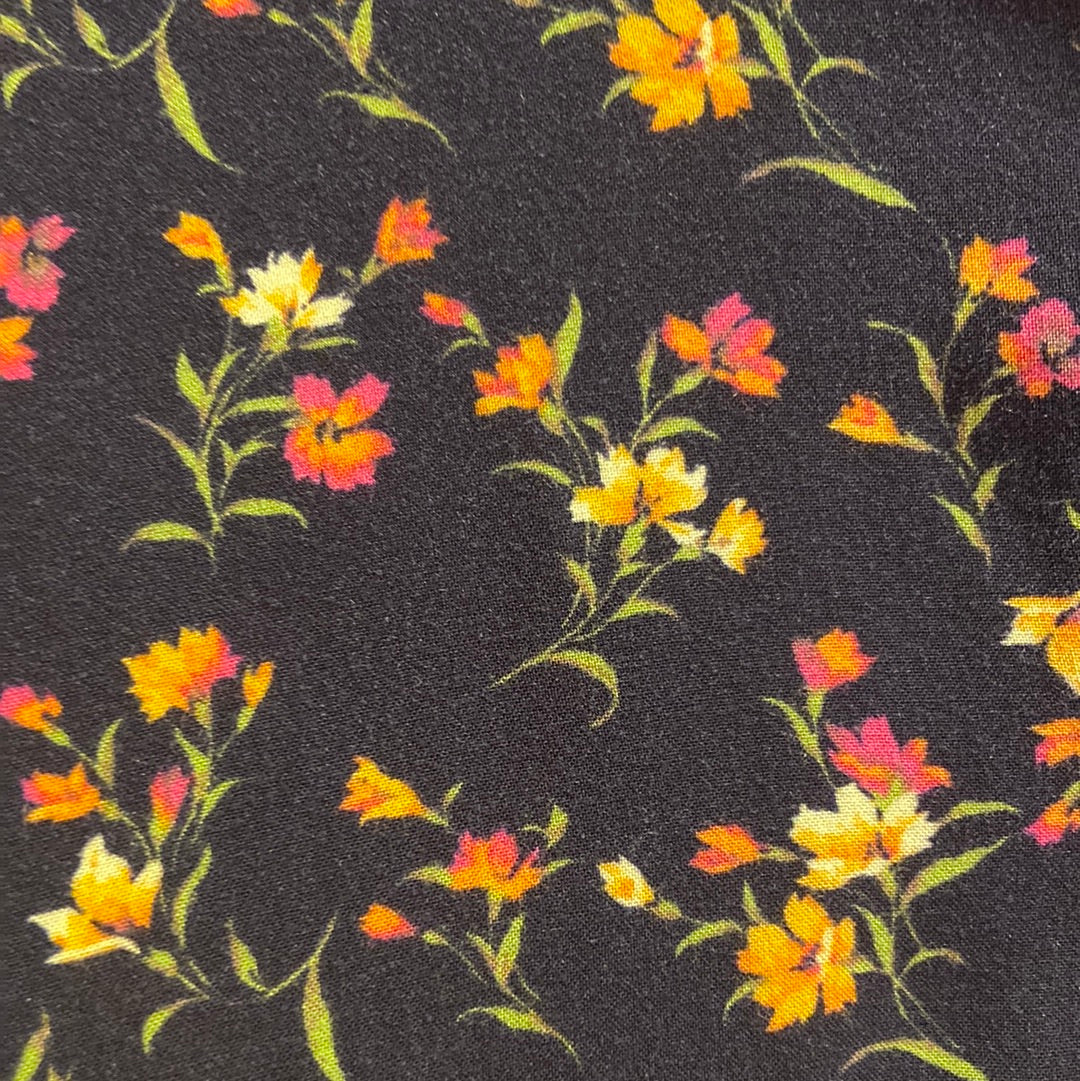 Black Floral Short Sleeve Button-Up