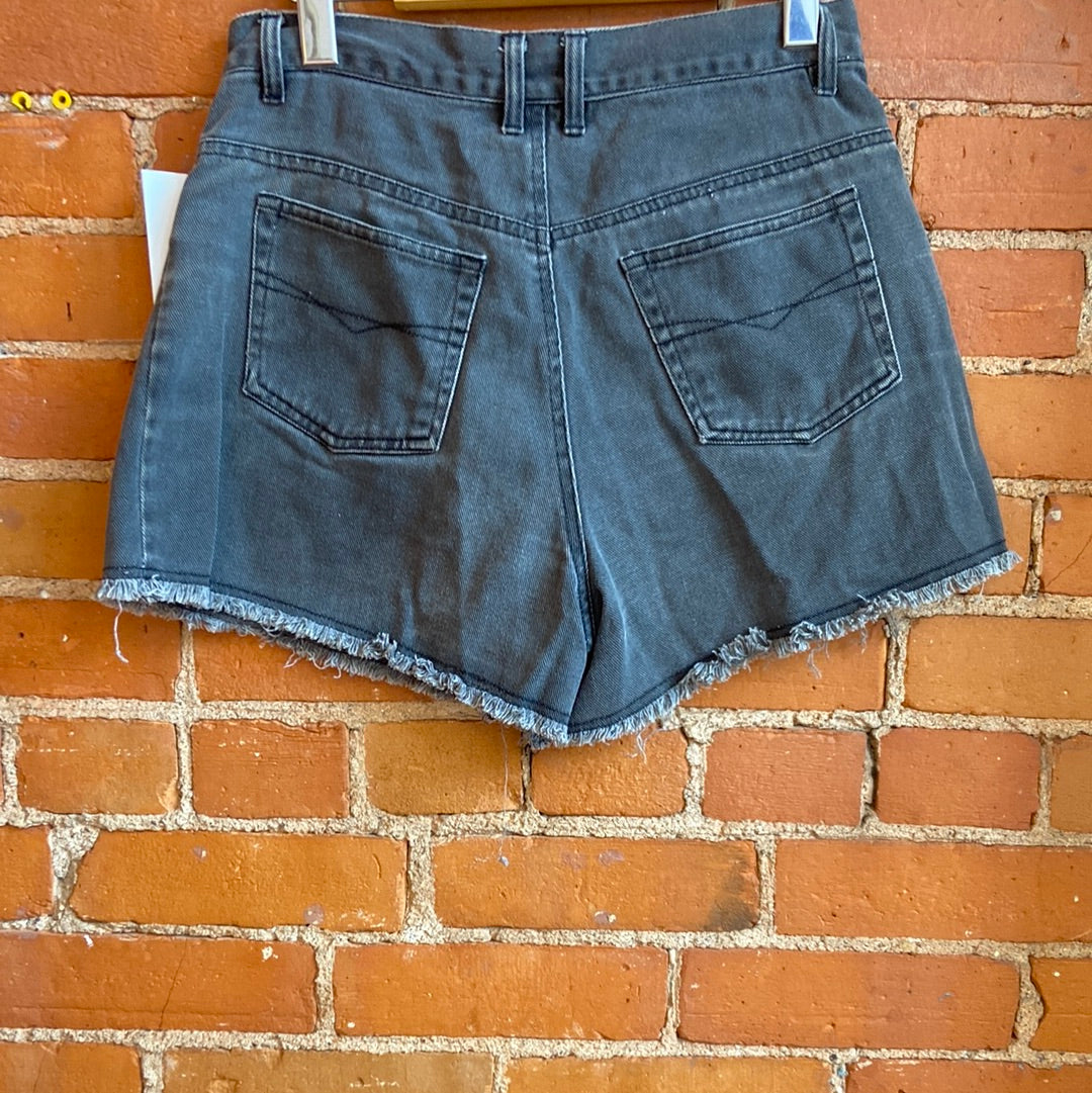 High Waisted Grey Denim Shorts