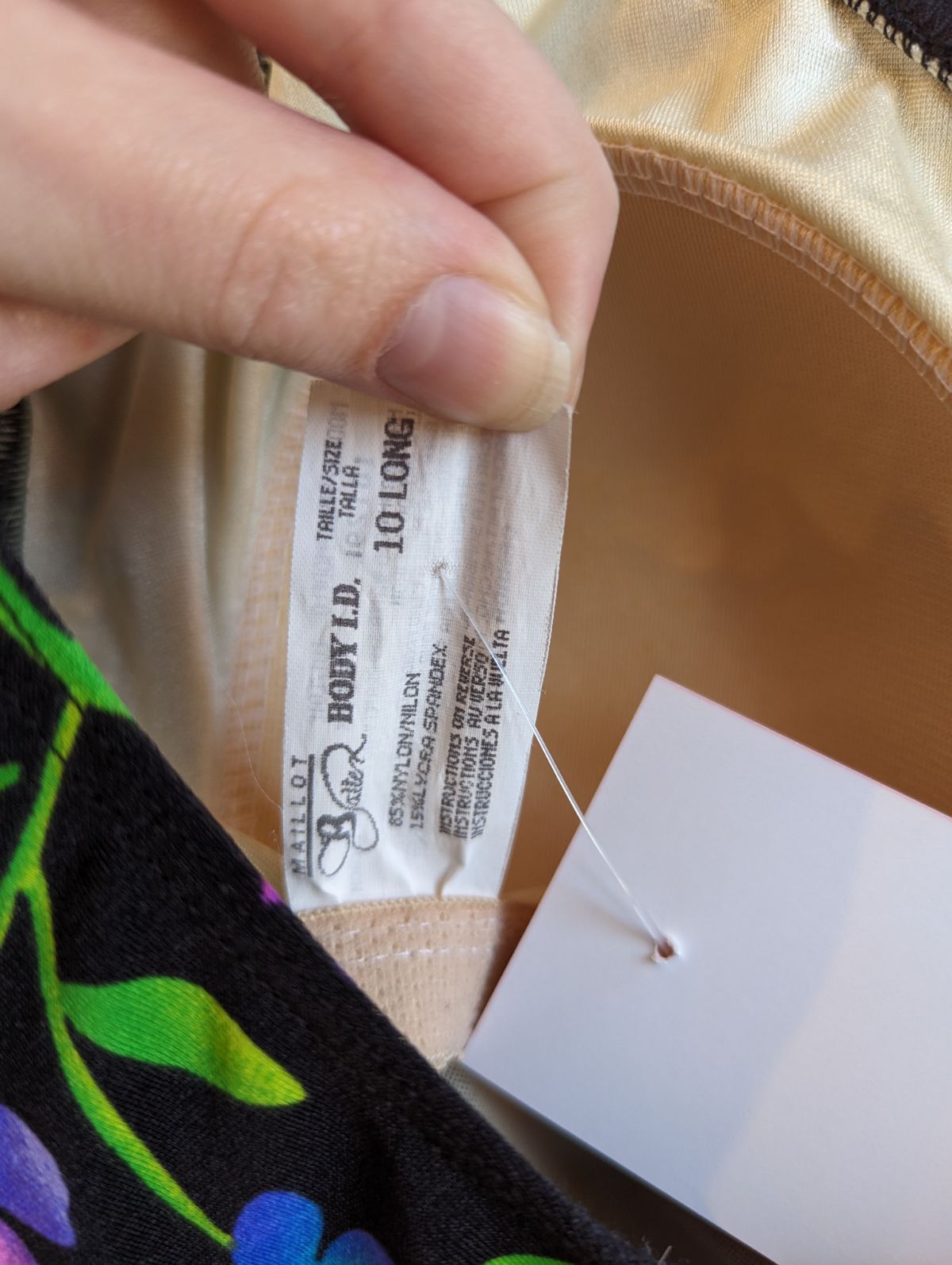 1990s Baltex Body I.D. Black Floral One-Piece Swimsuit