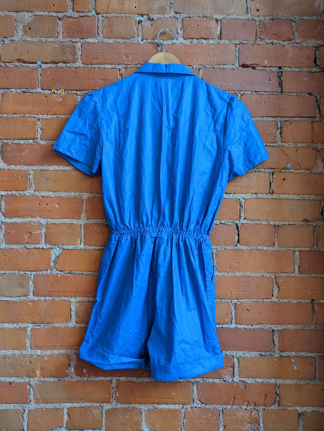 1970s Blue Button Front Romper