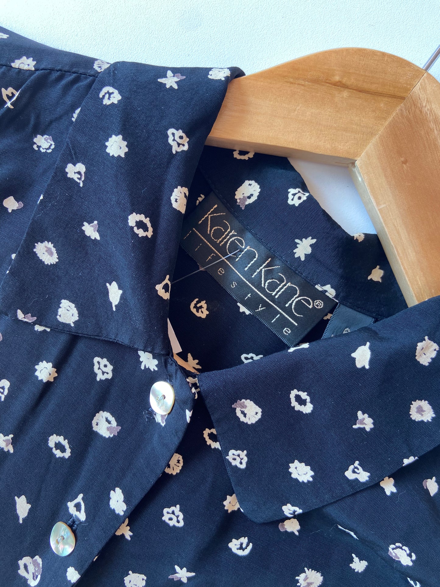 90’s Black Floral Print Dress