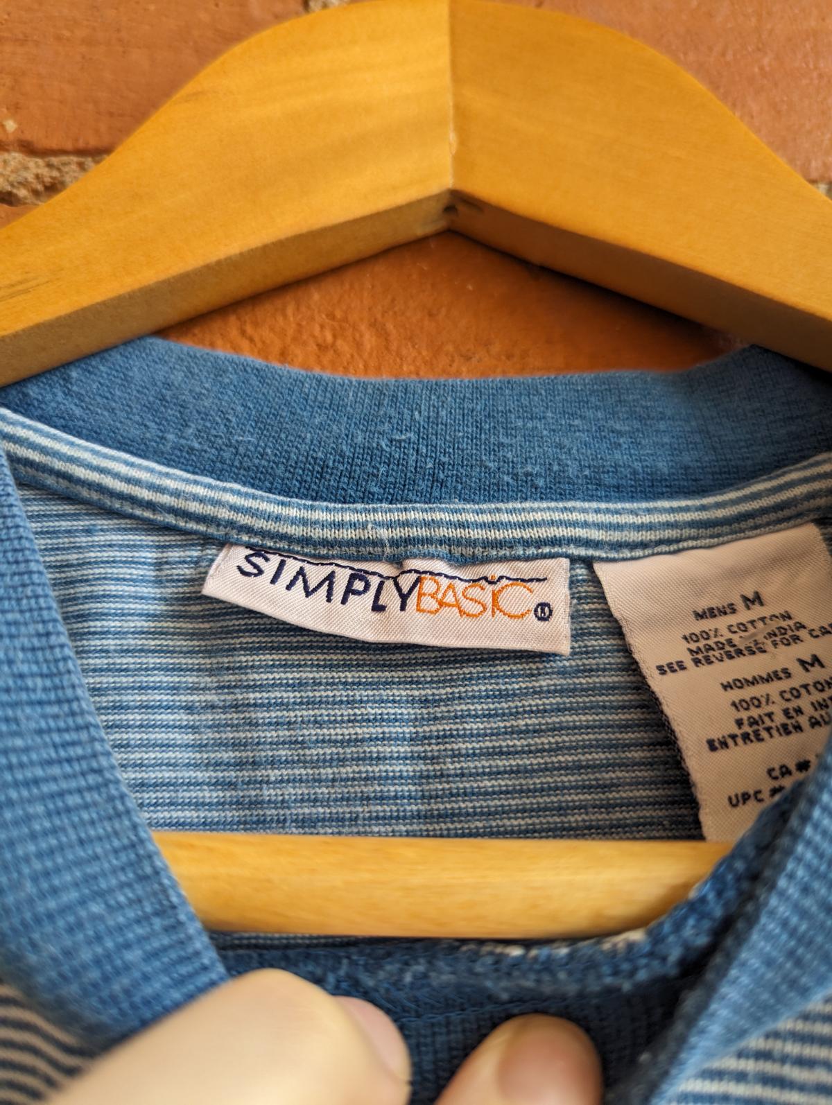 1990s Simply Basic Blue and White Striped Tee
