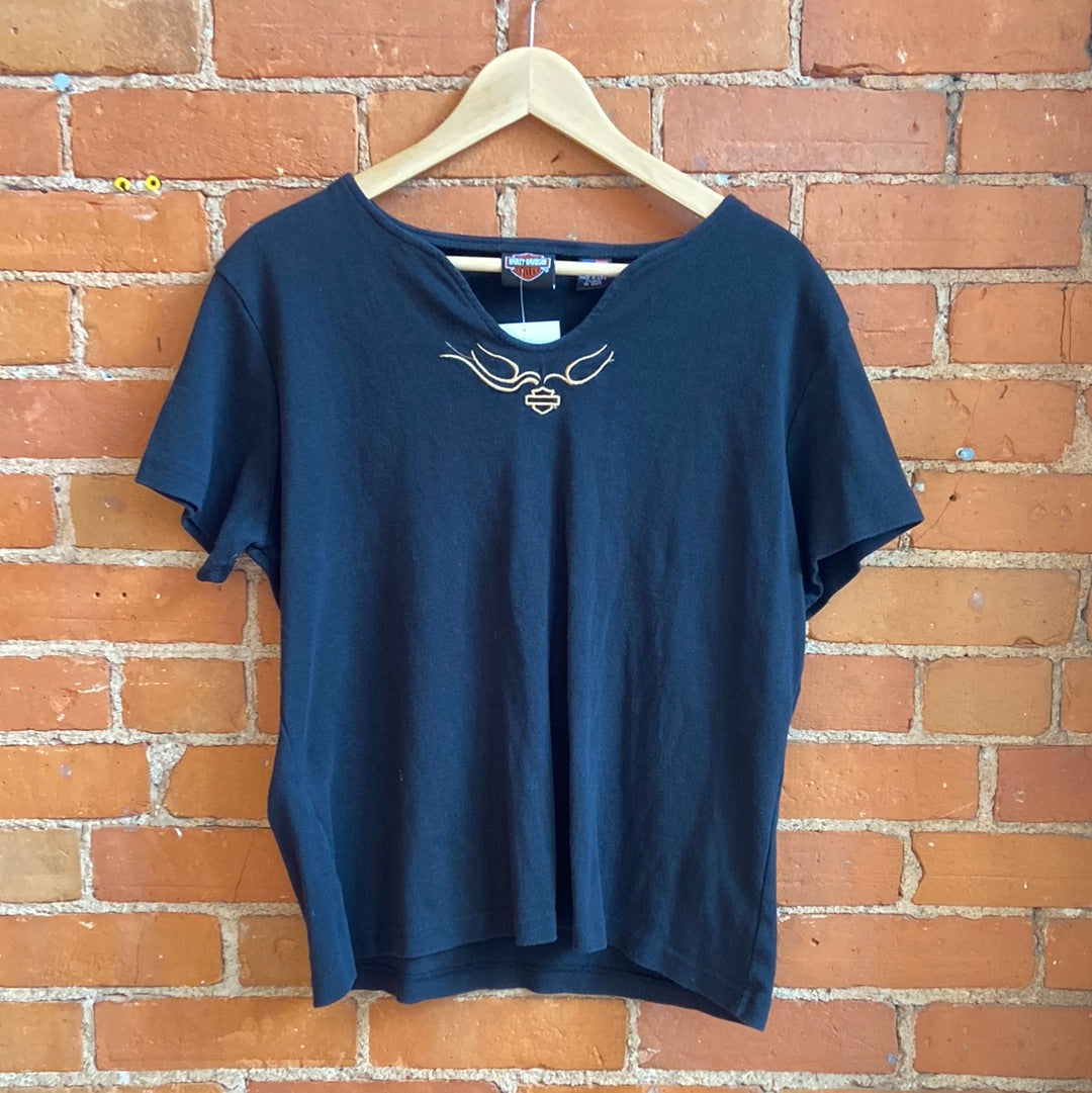 Harley Davison Black Tee with Gold Logo