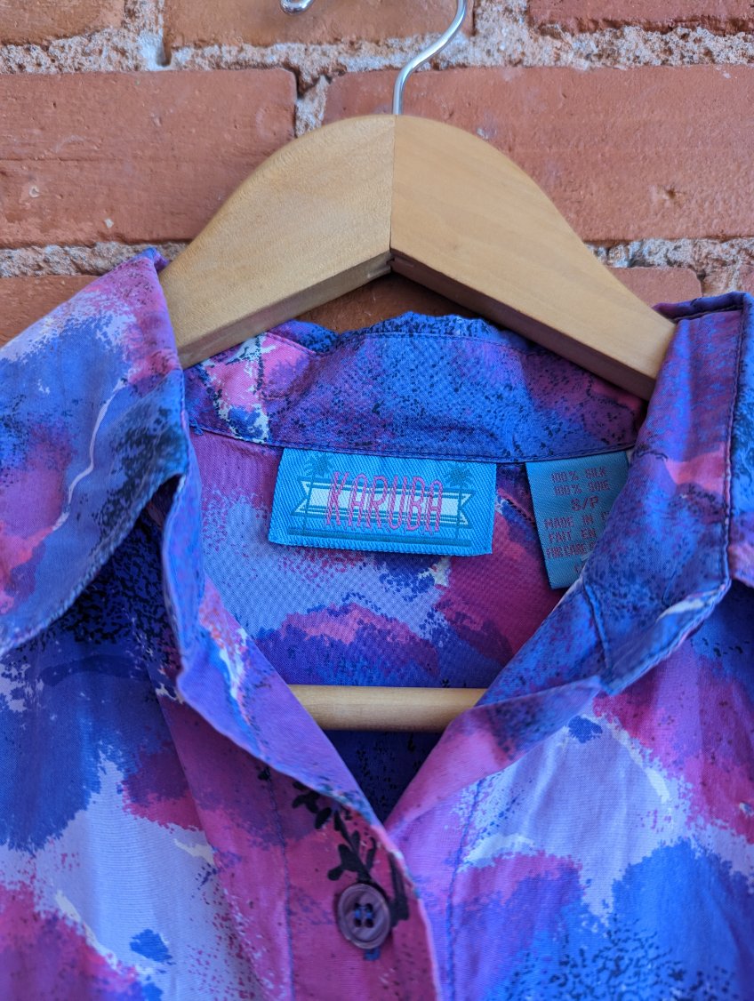 1980s Karuba 100% Silk Button Down Shirt
