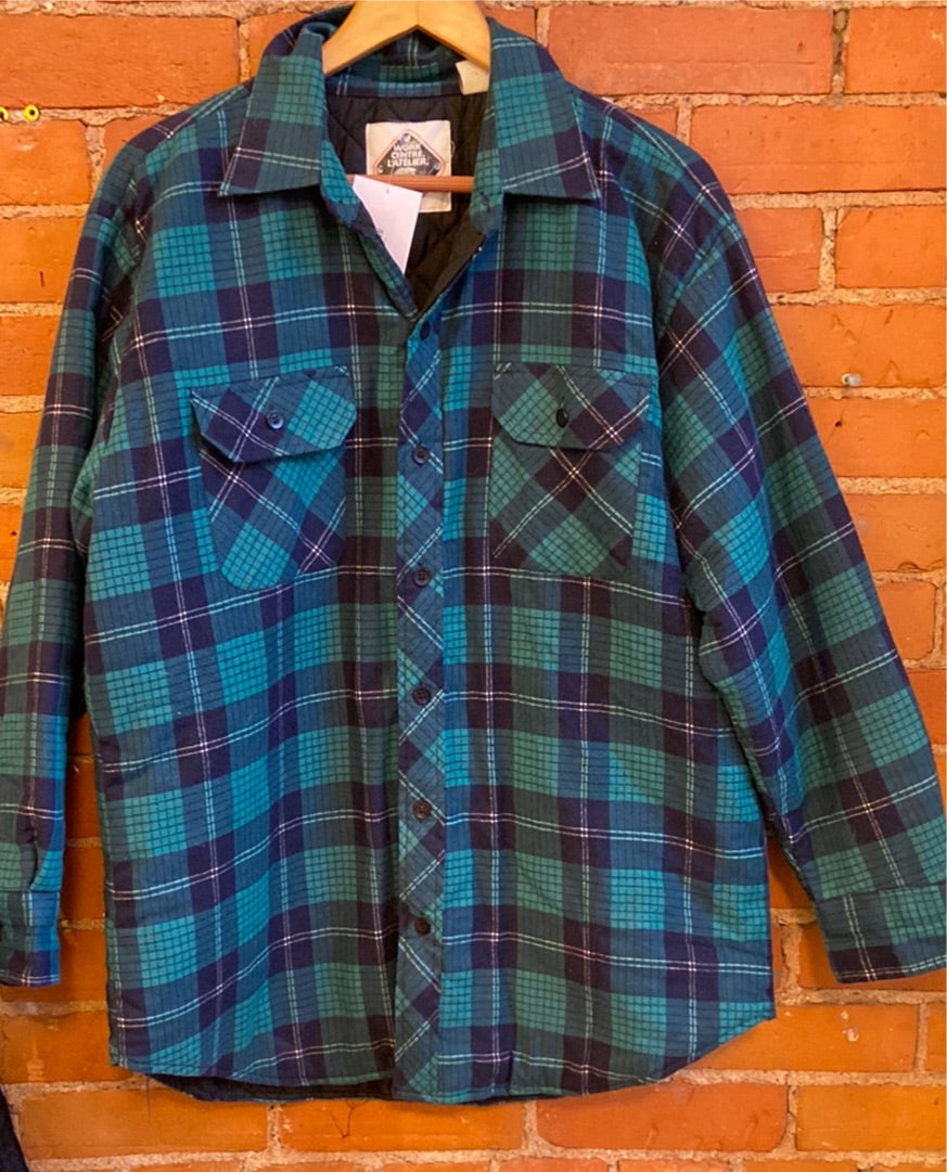 Plaid Quilted Button Up Jacket