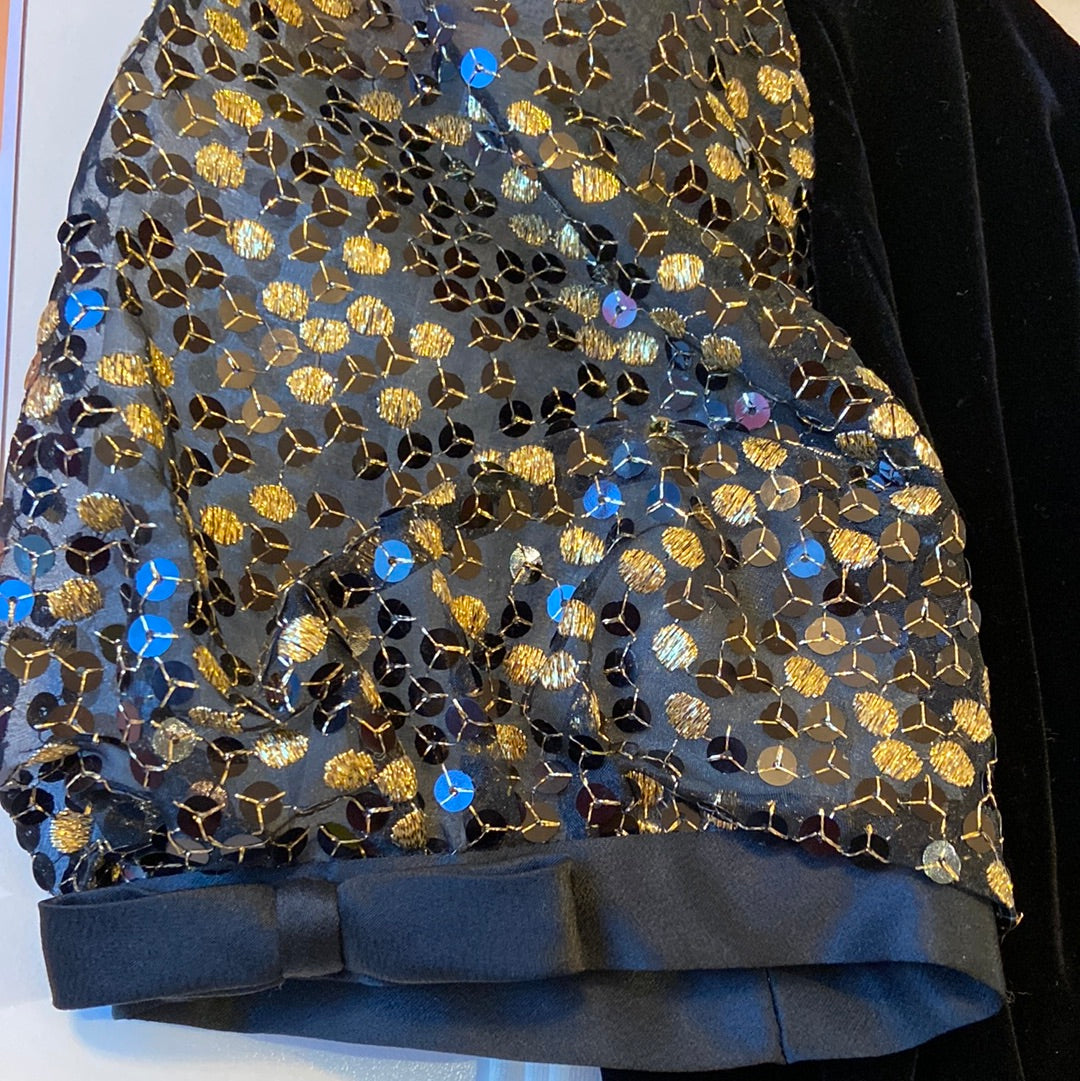 80’s Puff Sleeve Black Velvet Dress