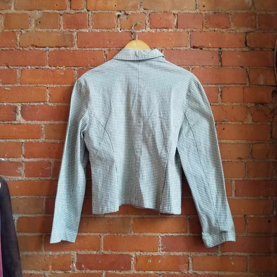 1970s Green Gingham Zip-Up Jacket