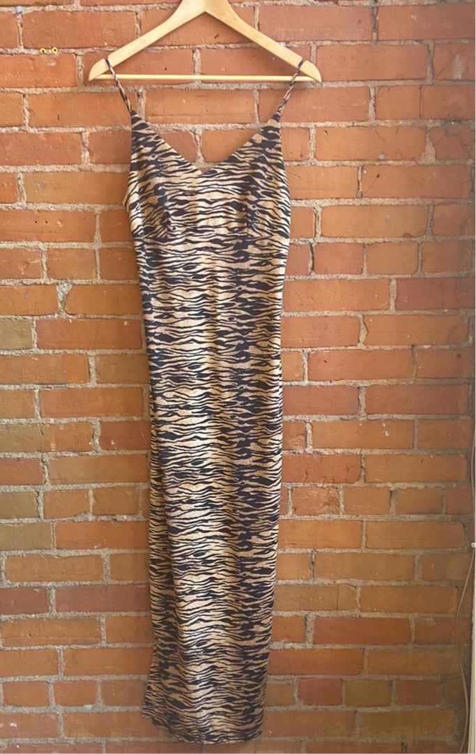 1990s Timing Tiger Print Maxi Dress