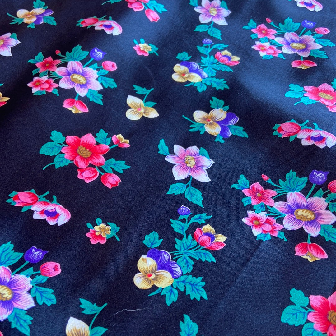 Deadstock Black Floral Slip & Robe Set