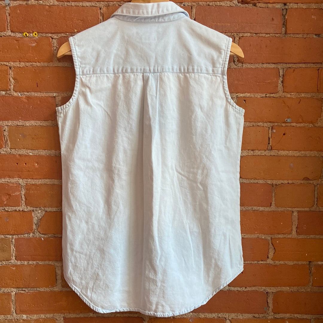 1990s Eddie Bauer Sleeveless Denim Shirt