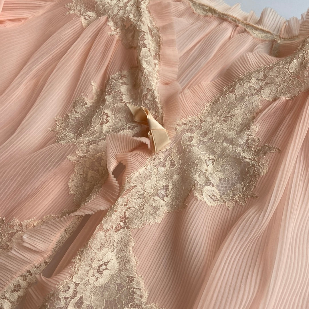 Incredible 60’s Pleated Pink Bed Jacket