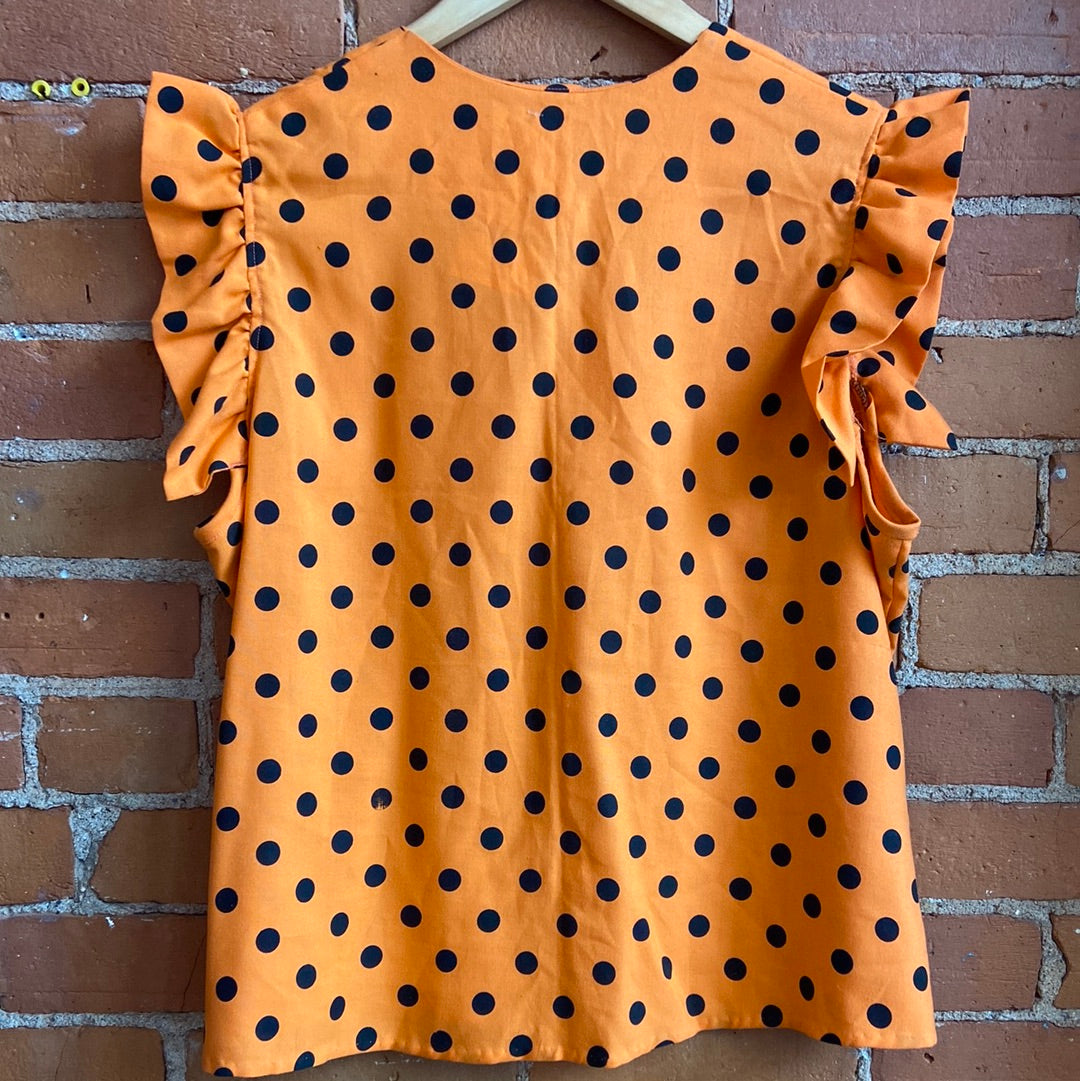 1980s Polka Dot Frill Top