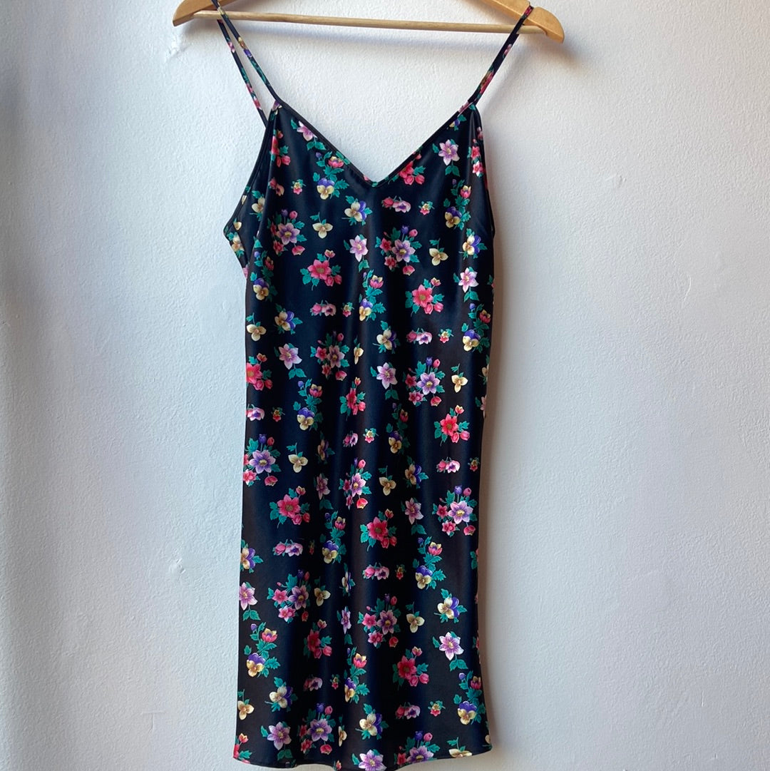 Deadstock Black Floral Slip & Robe Set