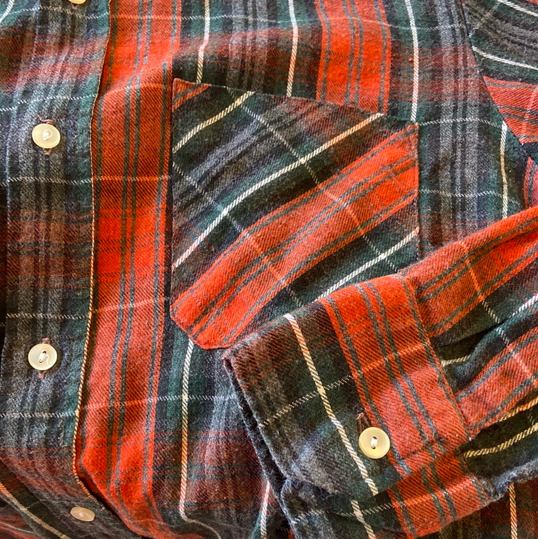Red & Green Plaid Flannel Shirt