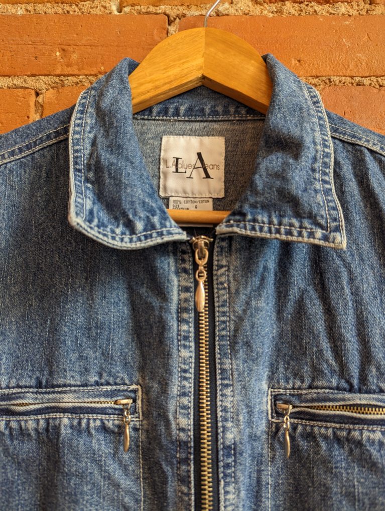 1990s La Blues Jeans Denim Zip-Up Shirtdress