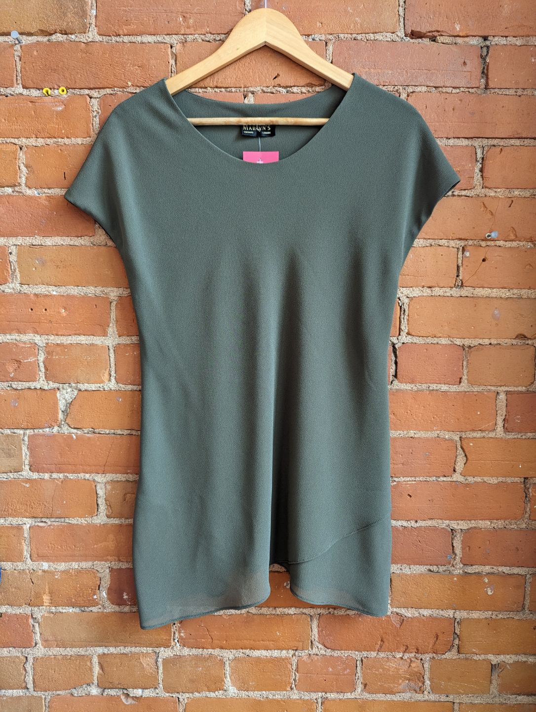 1990s Marlyn's Dark Green Short Sleeve Blouse
