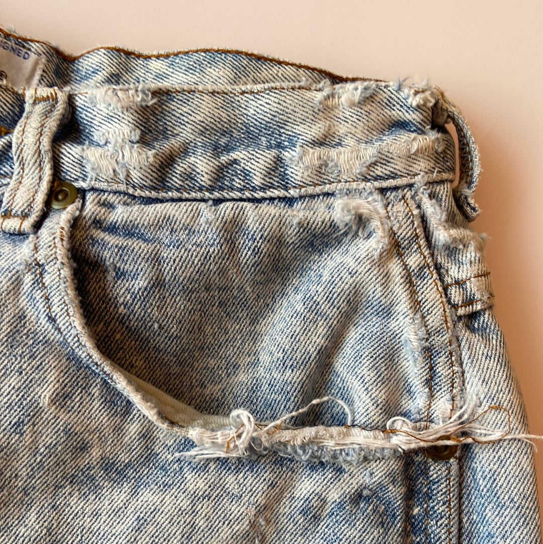 Light Acid-Wash Denim Cut-Offs