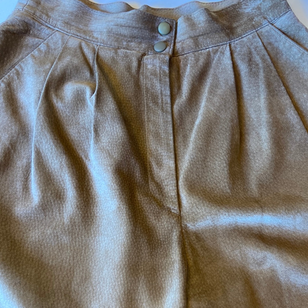 Beige High Waisted Suede Shorts