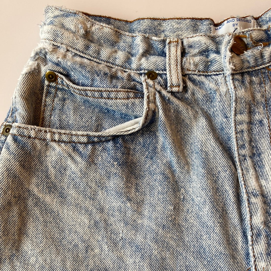 Light Acid-Wash Denim Cut-Offs