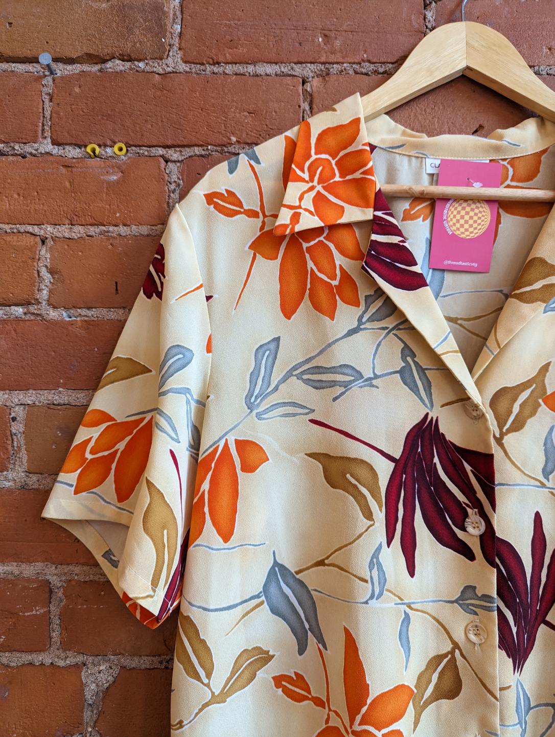 1990s Classic Fashions Warm Toned Floral Blouse