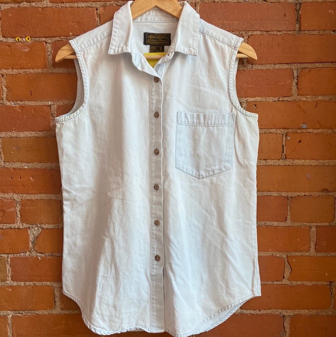 1990s Eddie Bauer Sleeveless Denim Shirt