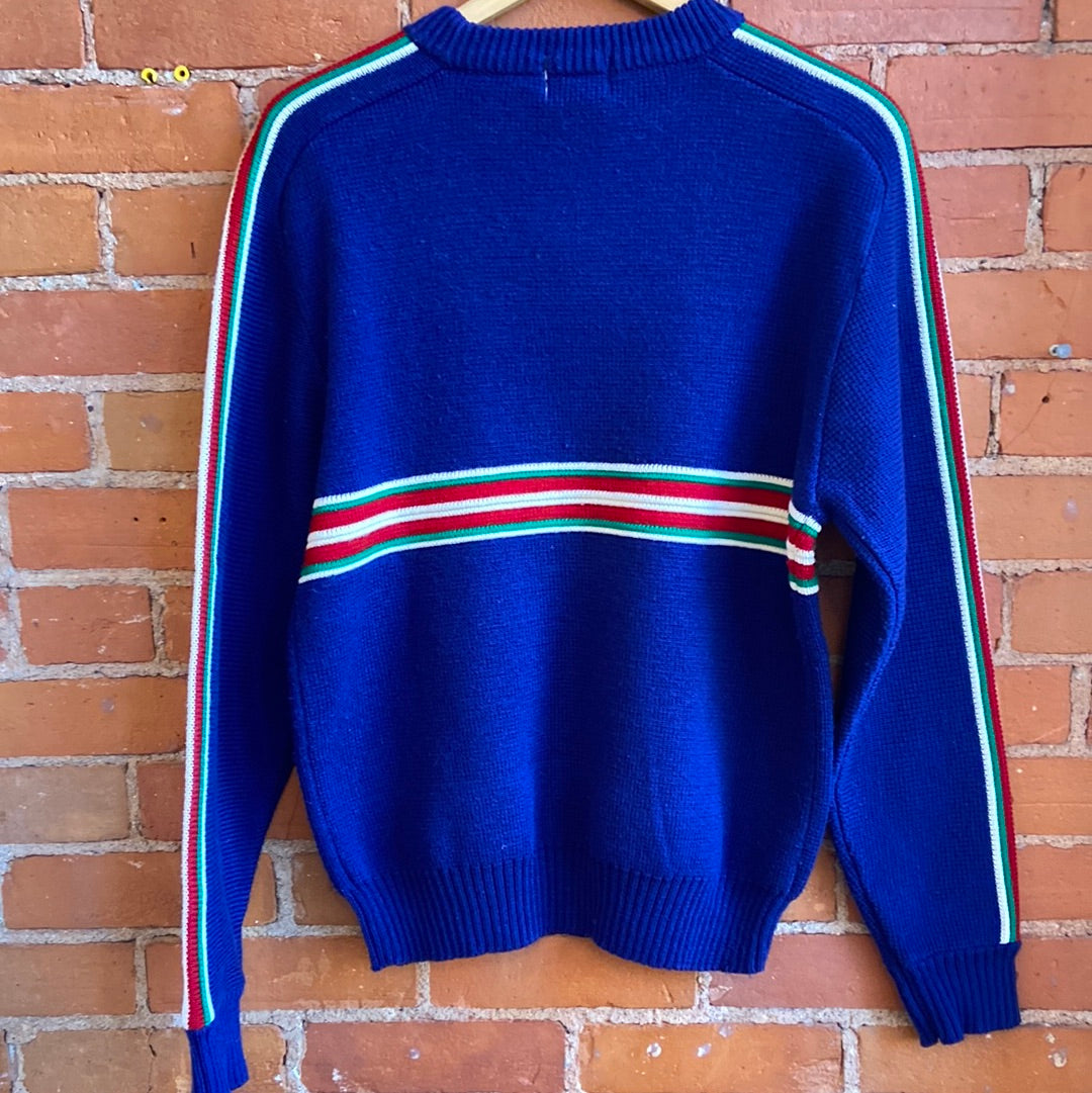 Navy 90's Shoulder Stripe Sweater