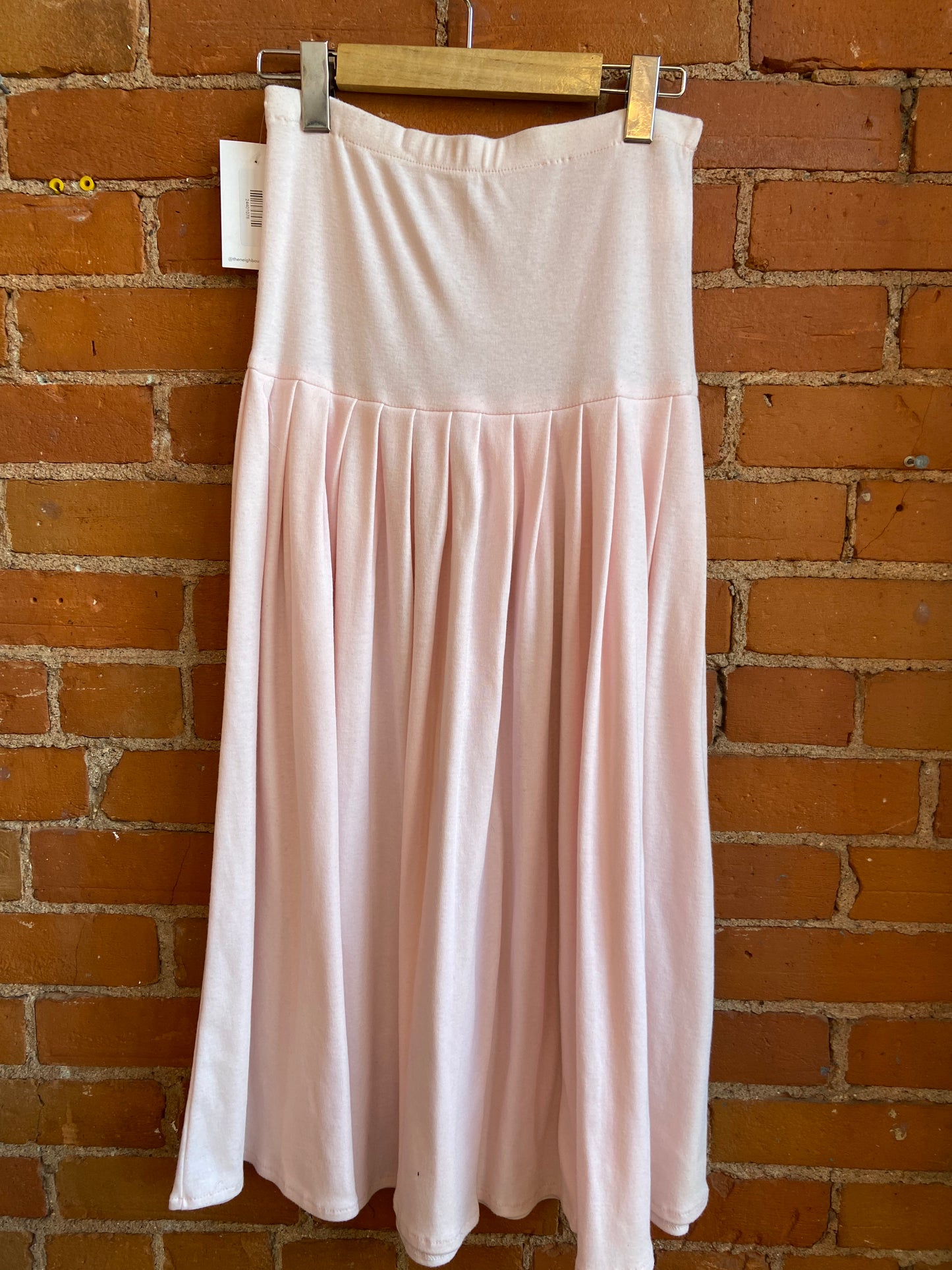 1970s Picadilly Fashions Blush Pink Pleated Midi Skirt