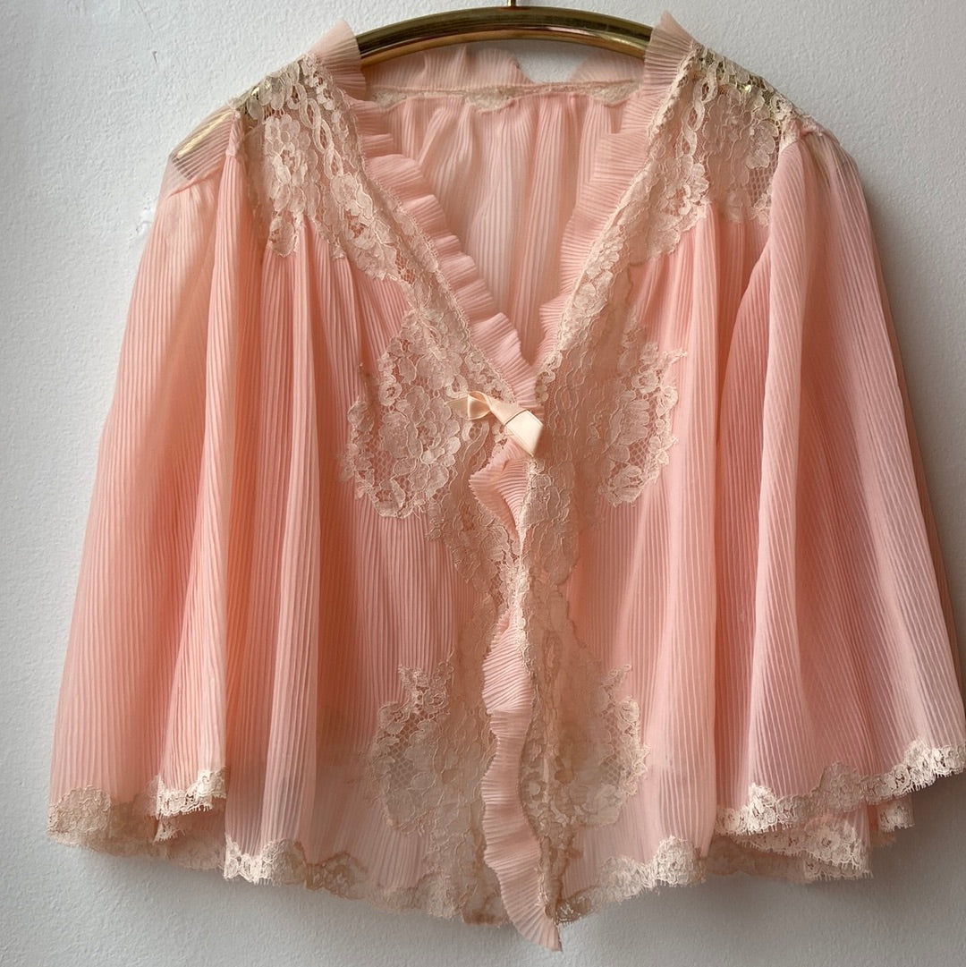 Incredible 60’s Pleated Pink Bed Jacket