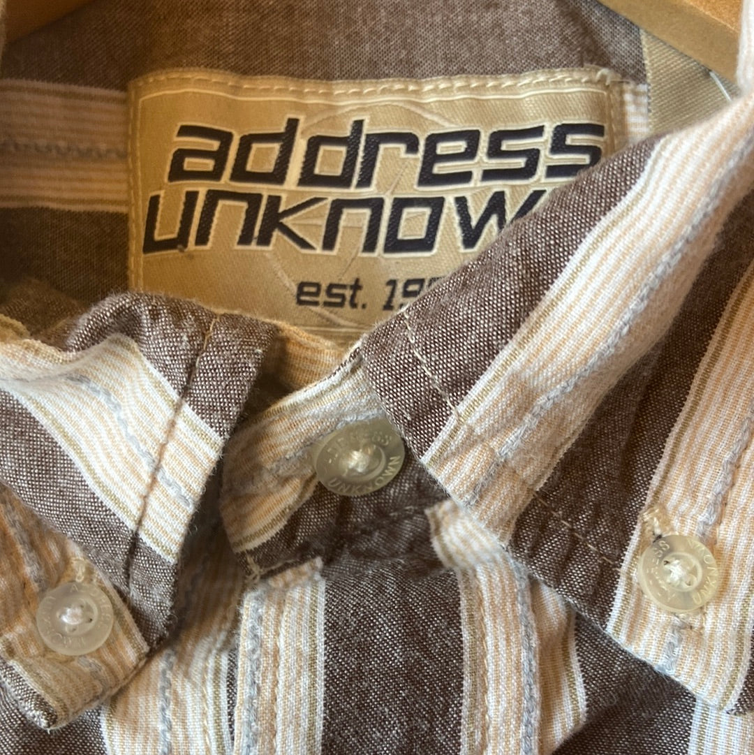 Brown Striped Y2K Button-Down Shirt