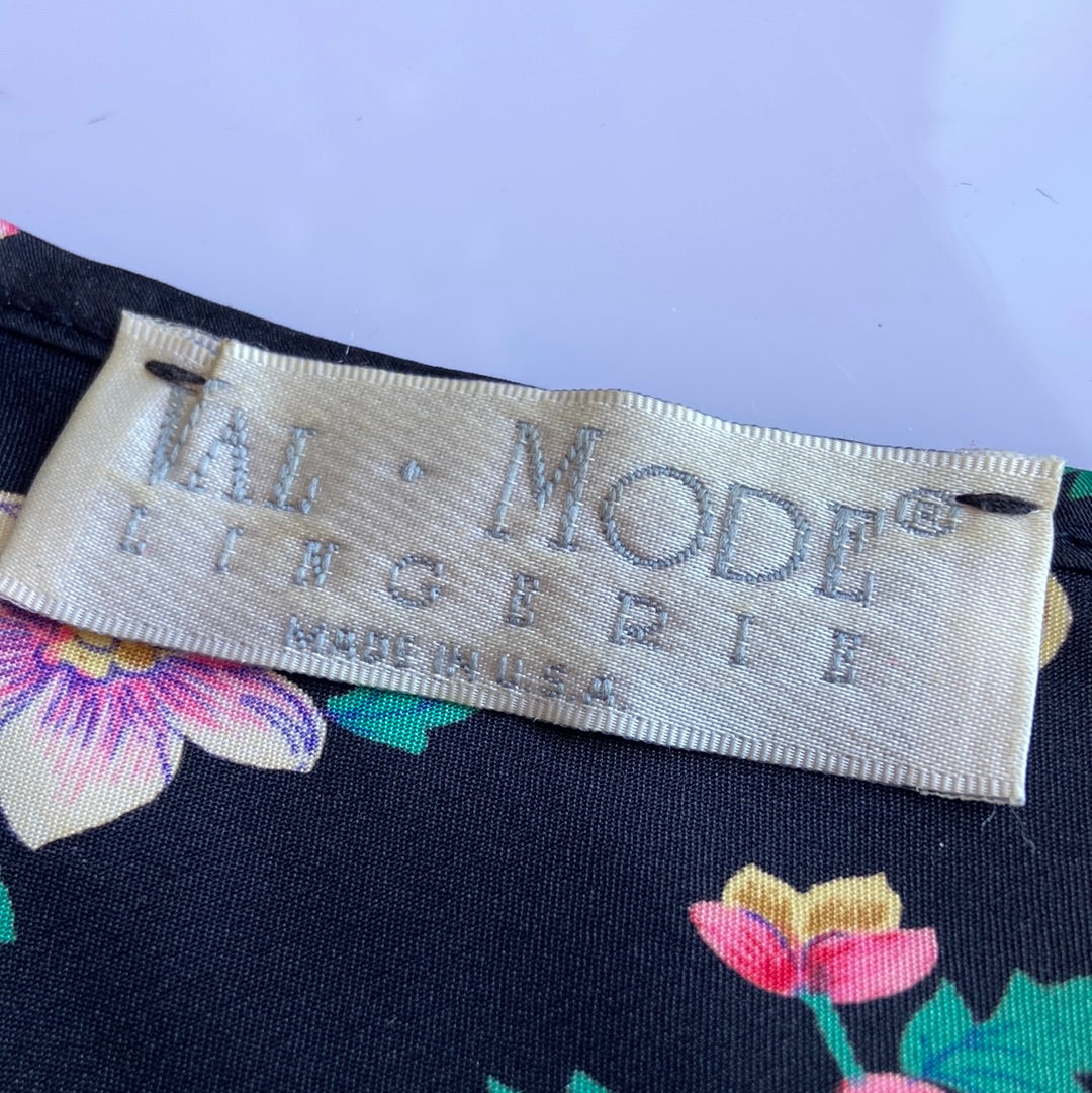 Deadstock Black Floral Slip & Robe Set