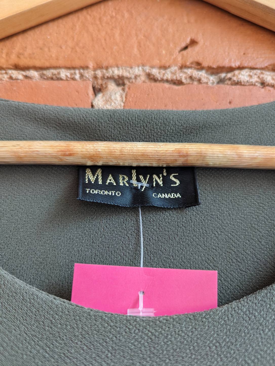 1990s Marlyn's Dark Green Short Sleeve Blouse