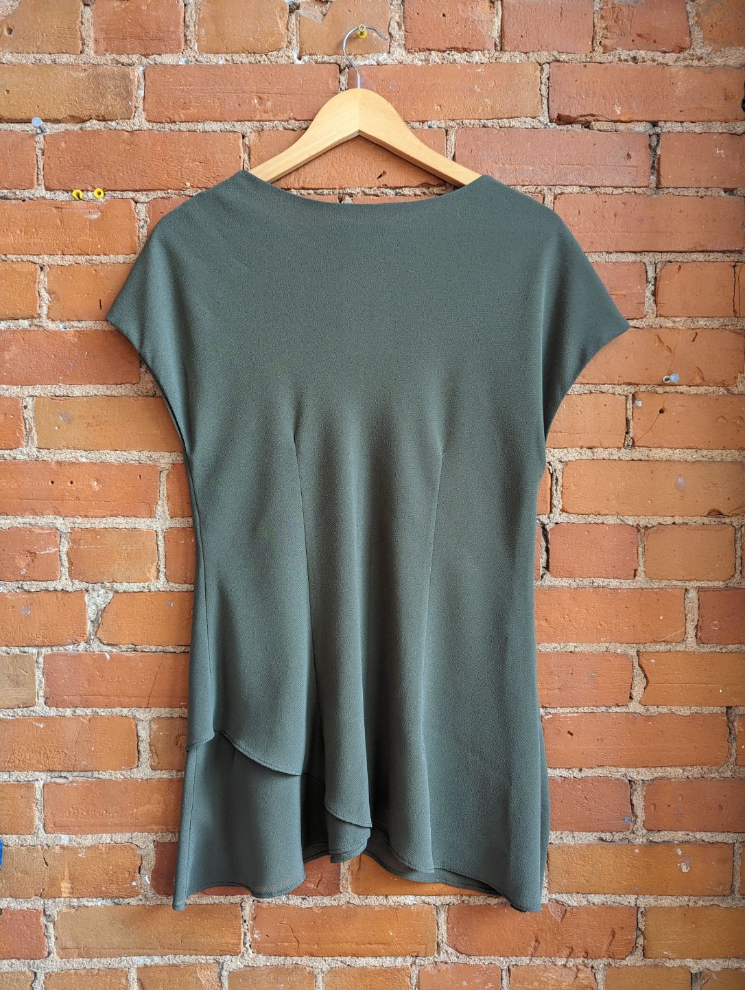 1990s Marlyn's Dark Green Short Sleeve Blouse