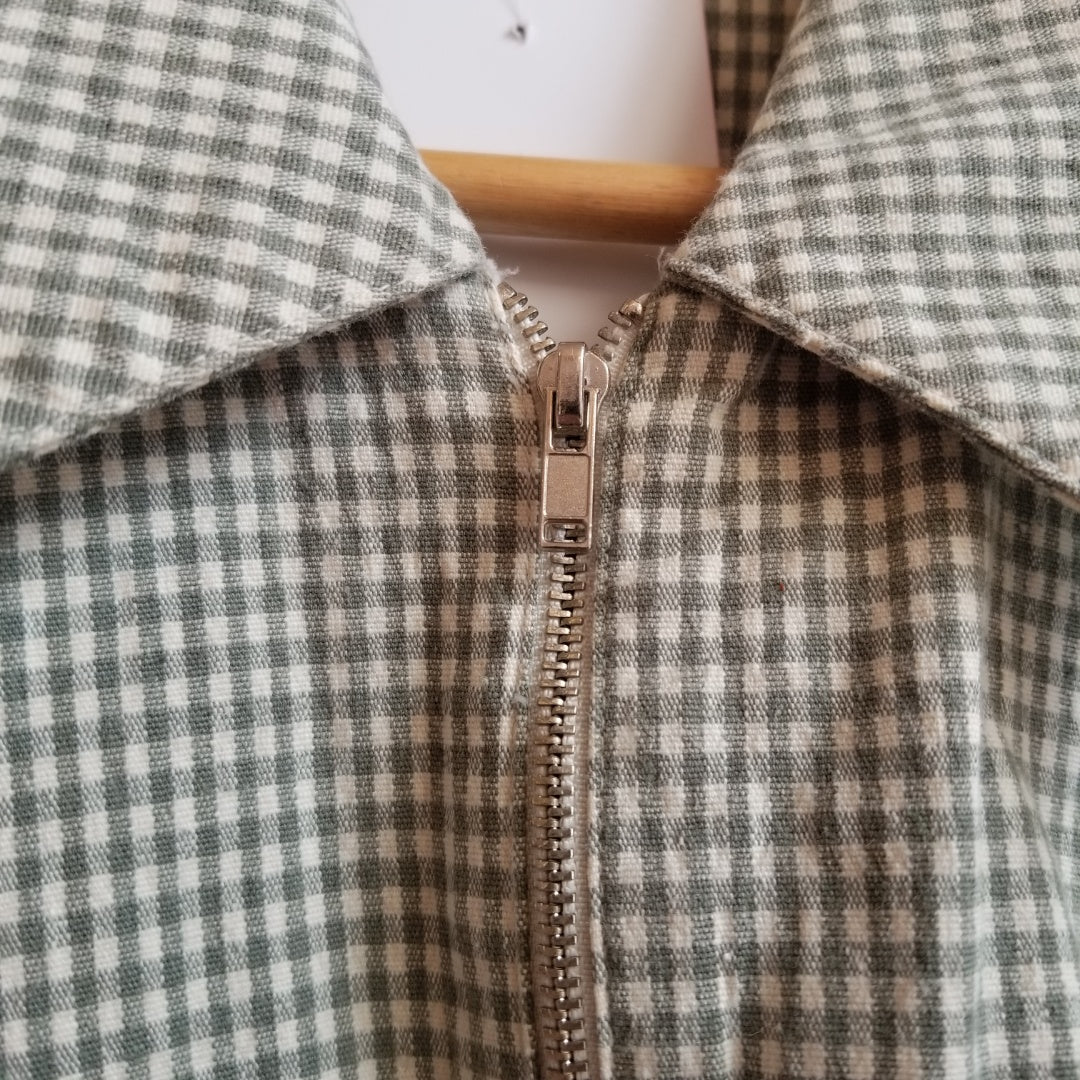 1970s Green Gingham Zip-Up Jacket