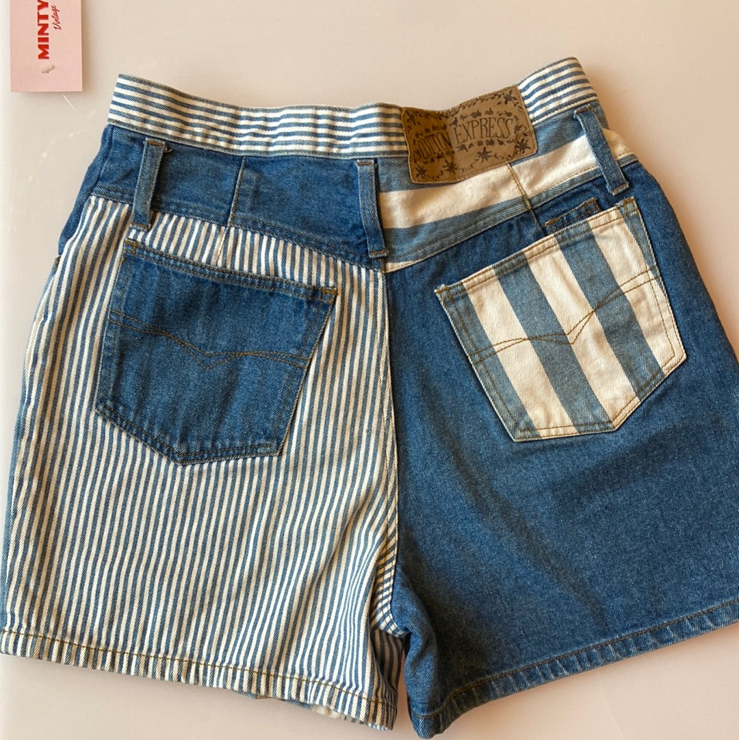 Striped Denim Shorts