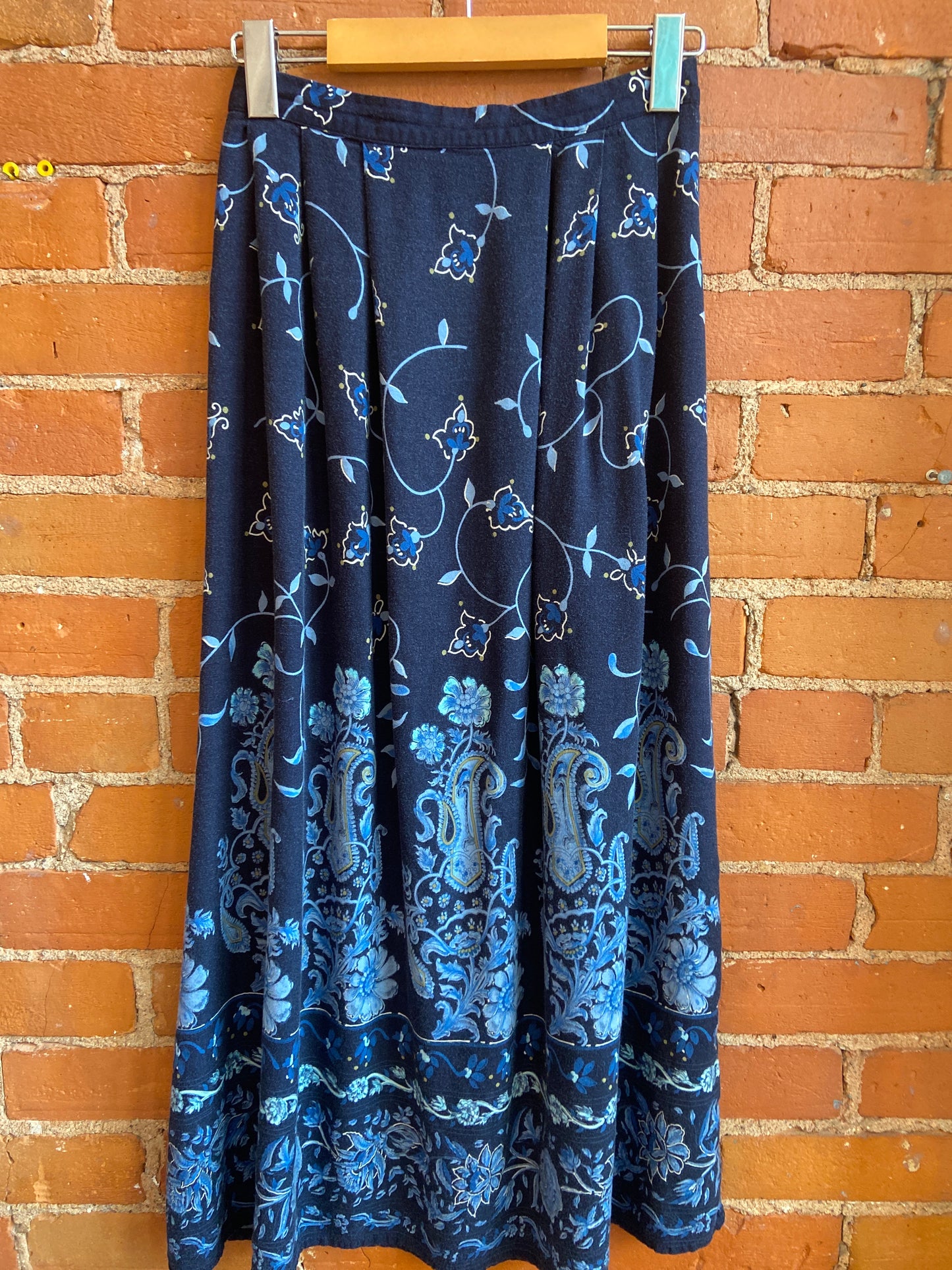 90's Blue Floral Maxi Skirt