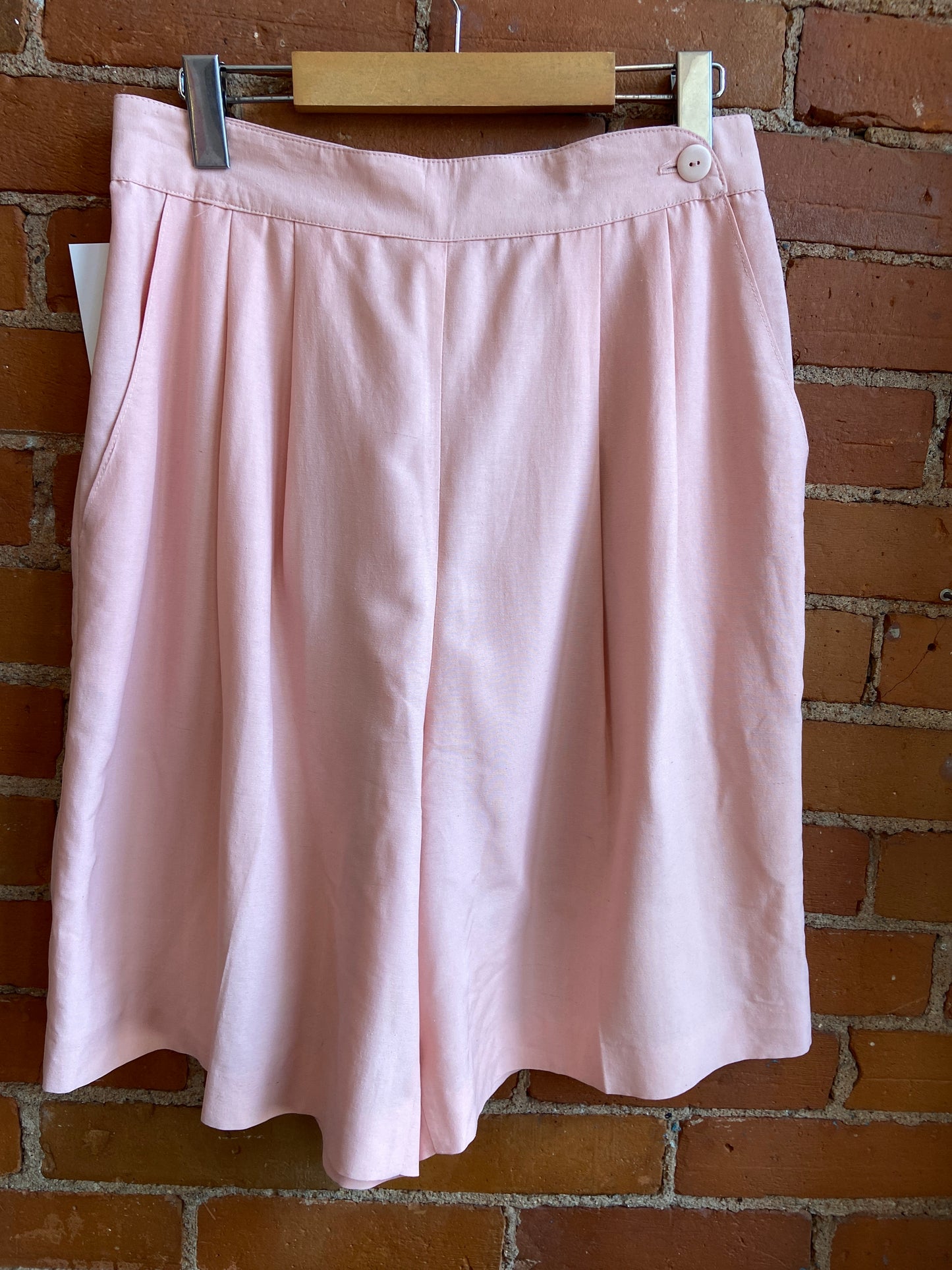 Baby Pink High-Rise Silk Blend Shorts