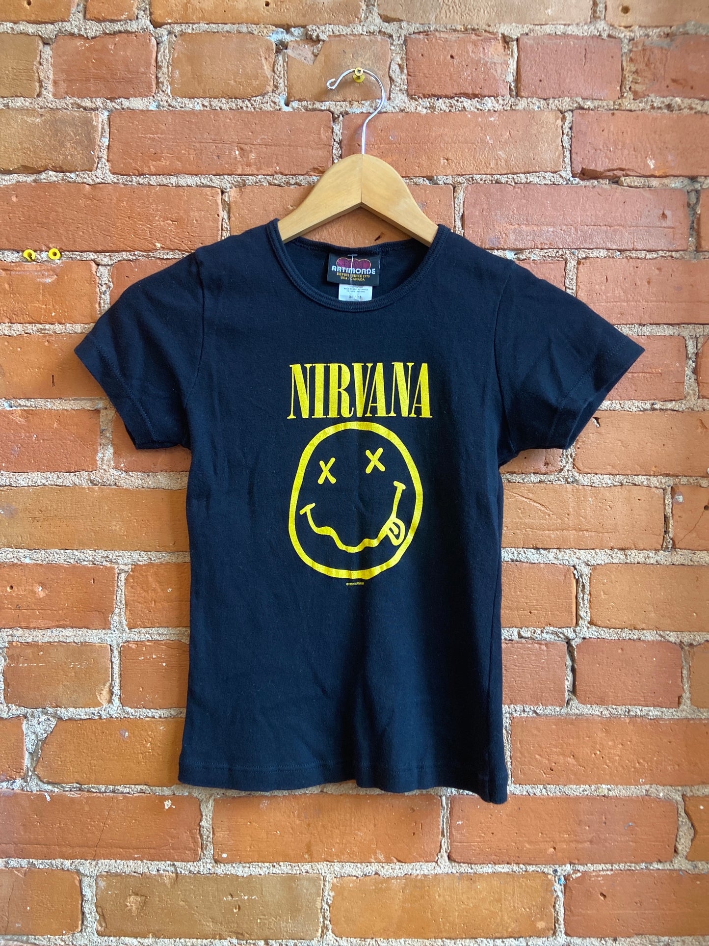 Y2K Artimonde Black Baby Tee With Nirvana Logo