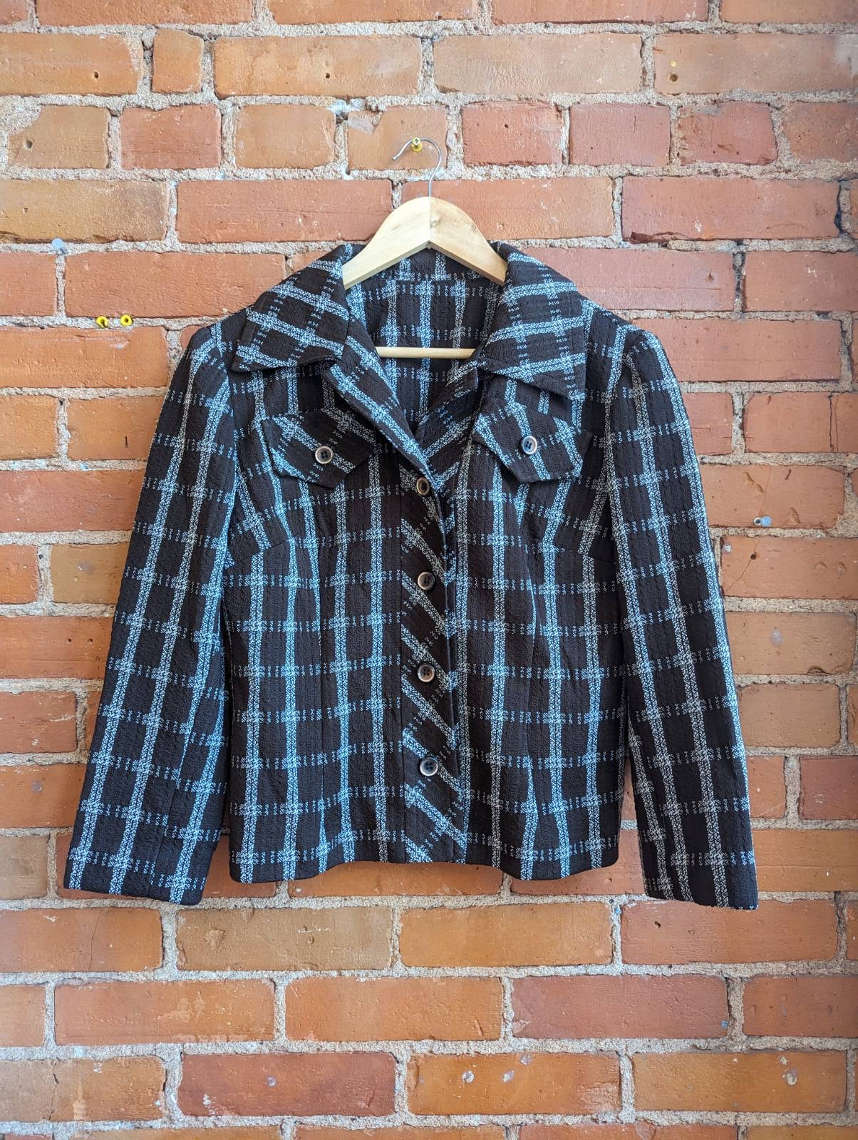 1970s Lou La-Bell Brown and White Plaid Jacket
