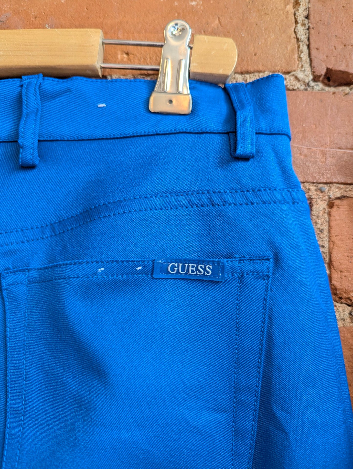 1990s Guess Shiny Blue Straight Leg Pants