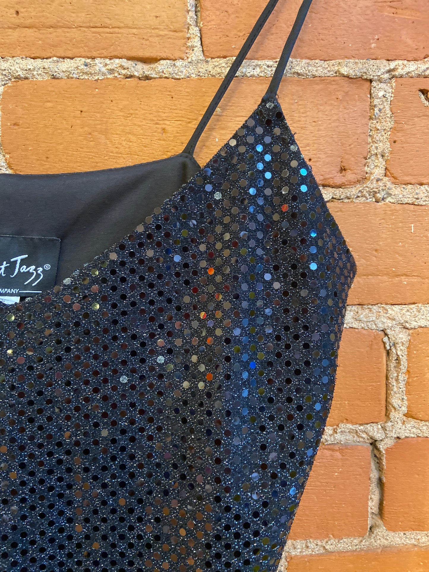 1990s All That Jazz Black Sequined Spaghetti Strap Mini Dress