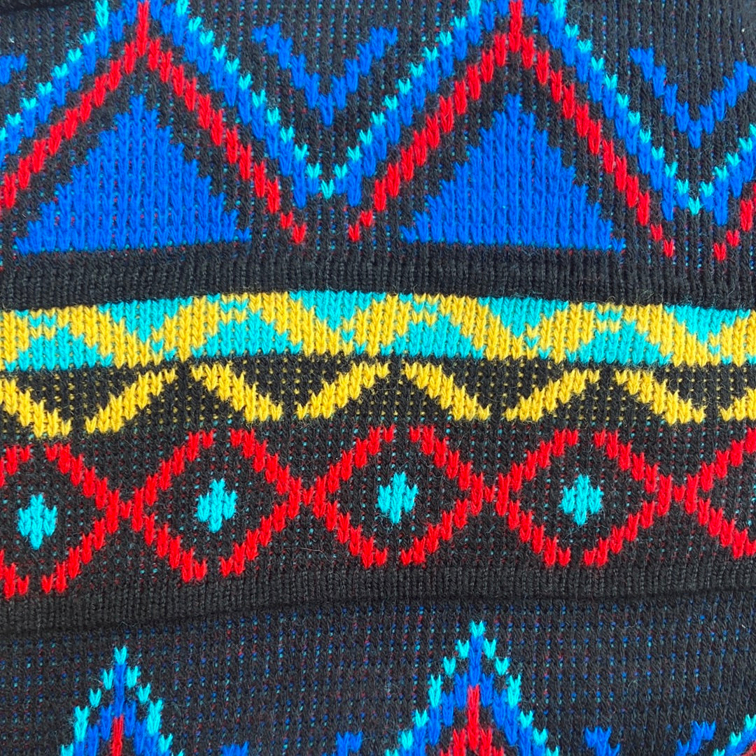 90's Black & Multicolour Mockneck Sweater