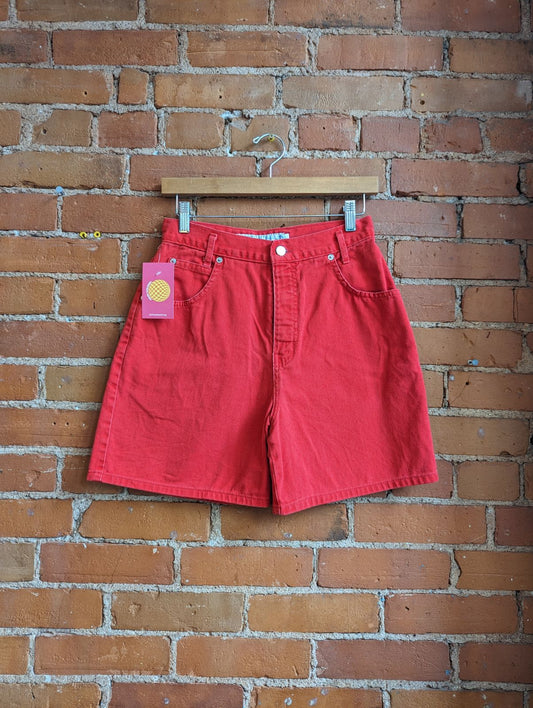 1990s Santa Barbara Red Longline Denim Shorts