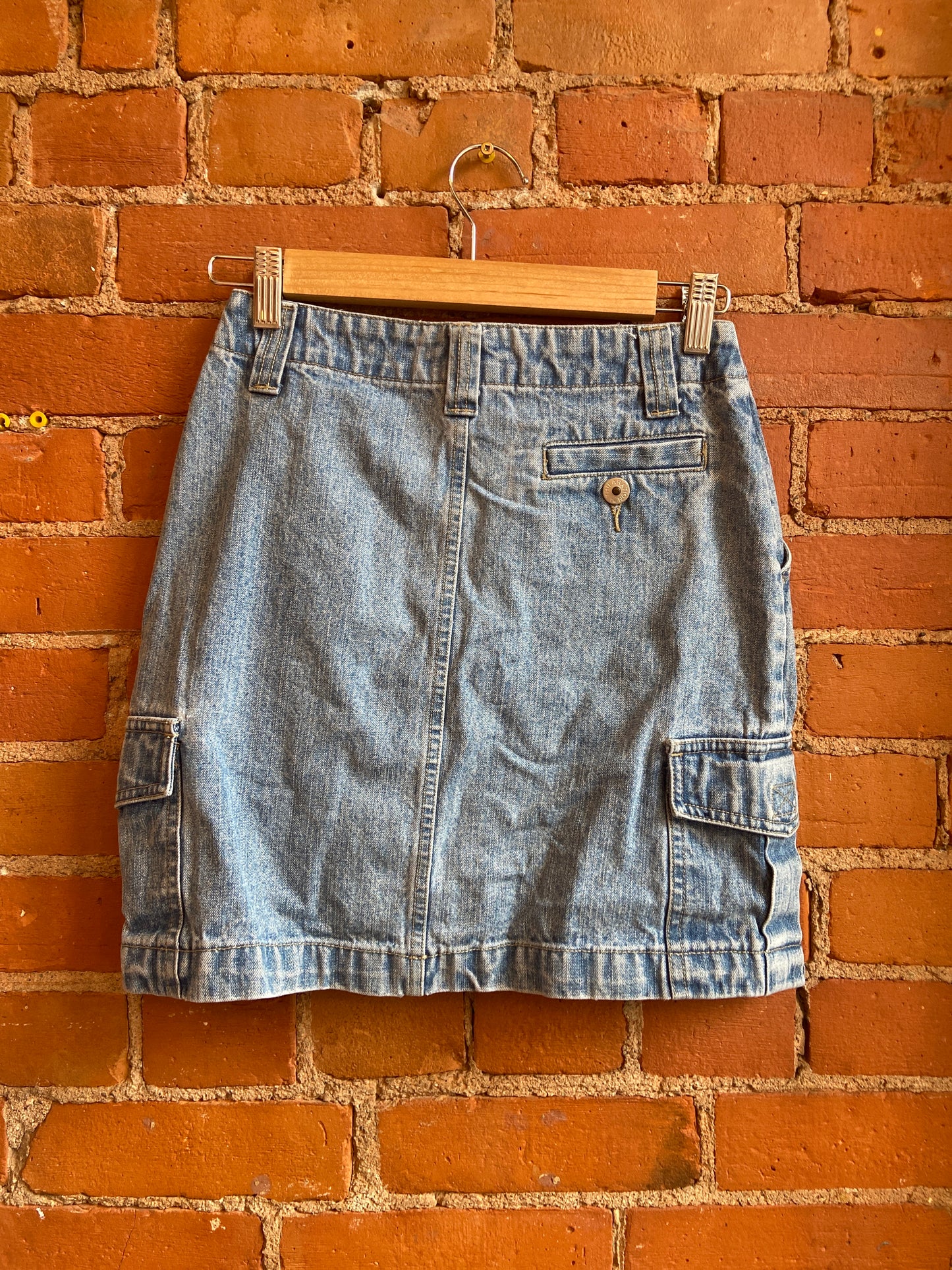 Y2K Xhilaration Light Wash Denim Mini Skirt With Cargo Pockets