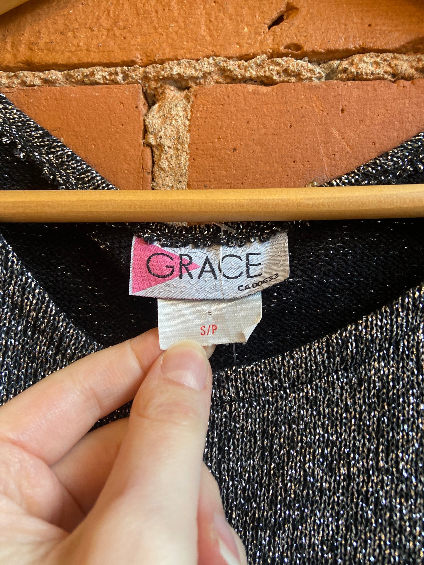1980s Grace Silver and Black Sparkly Knit Tank Top