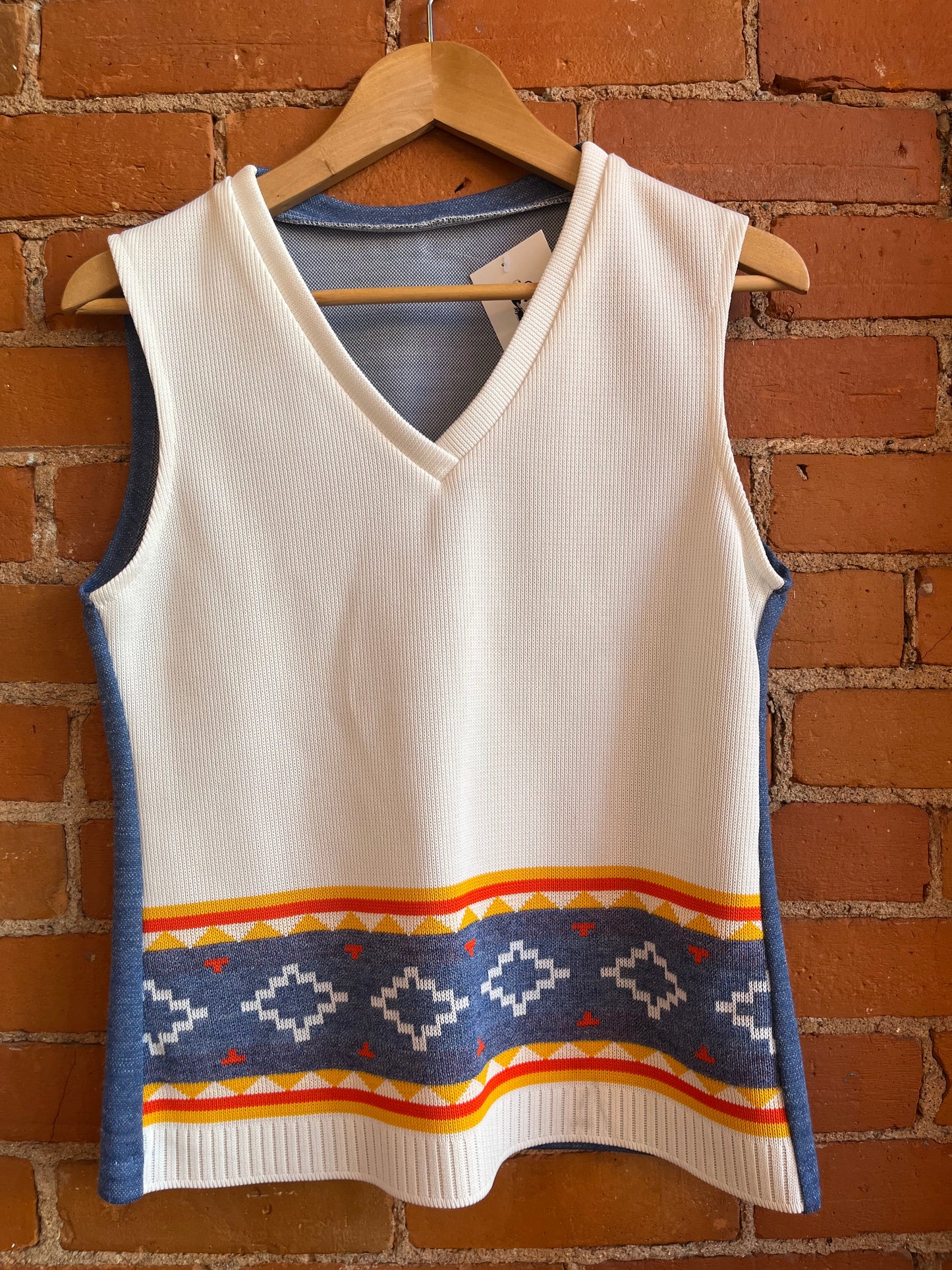 70’s white & Blue Vest