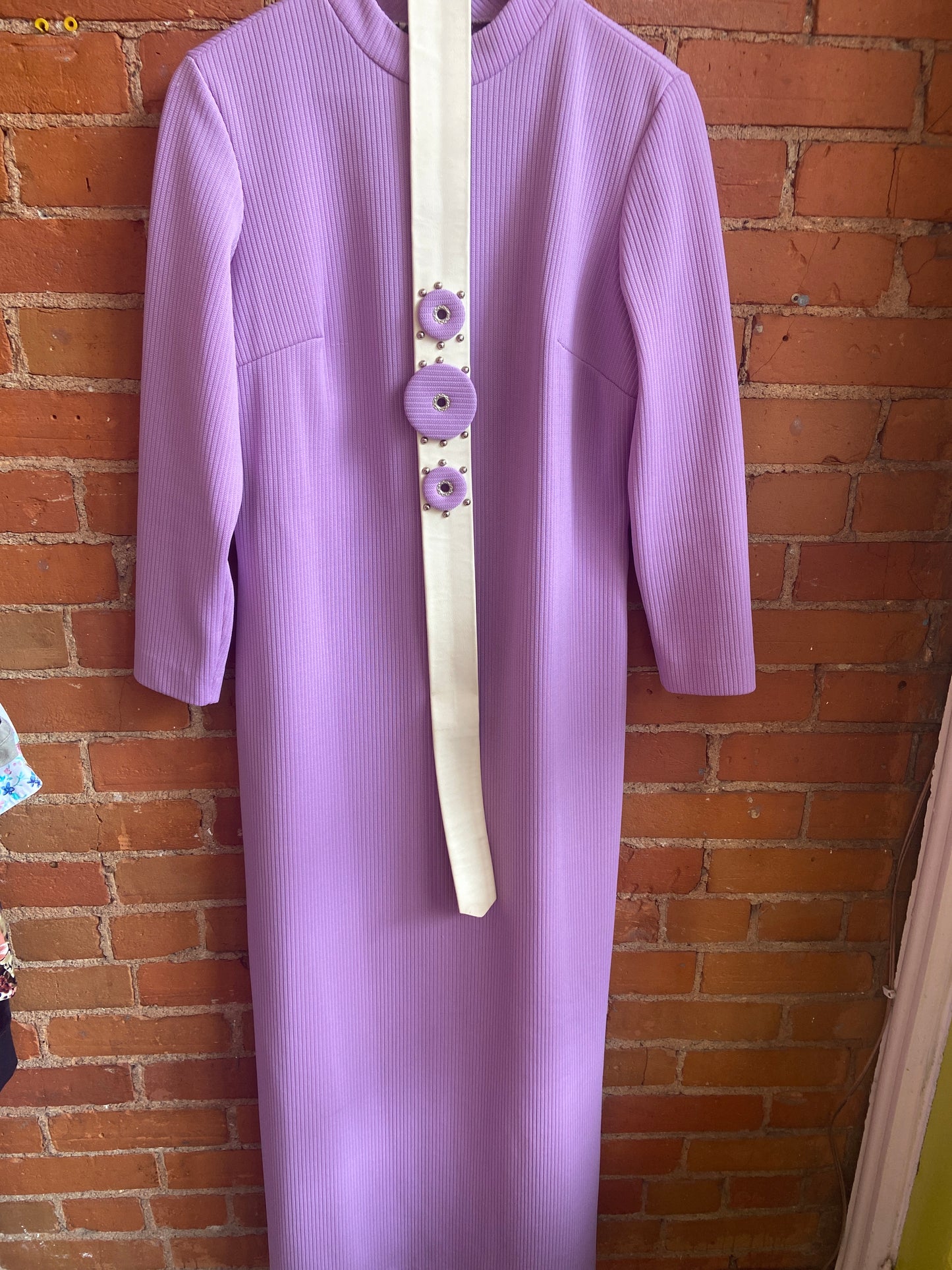 70's Lilac Union-Made Belted Maxi Dress