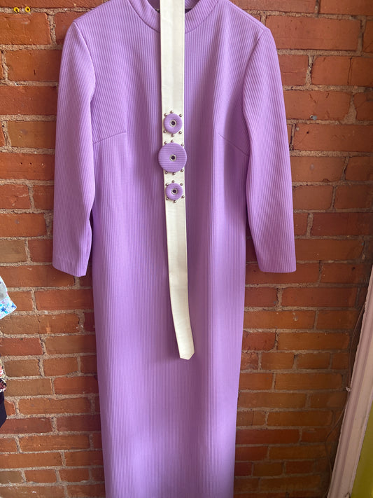 70's Lilac Union-Made Belted Maxi Dress