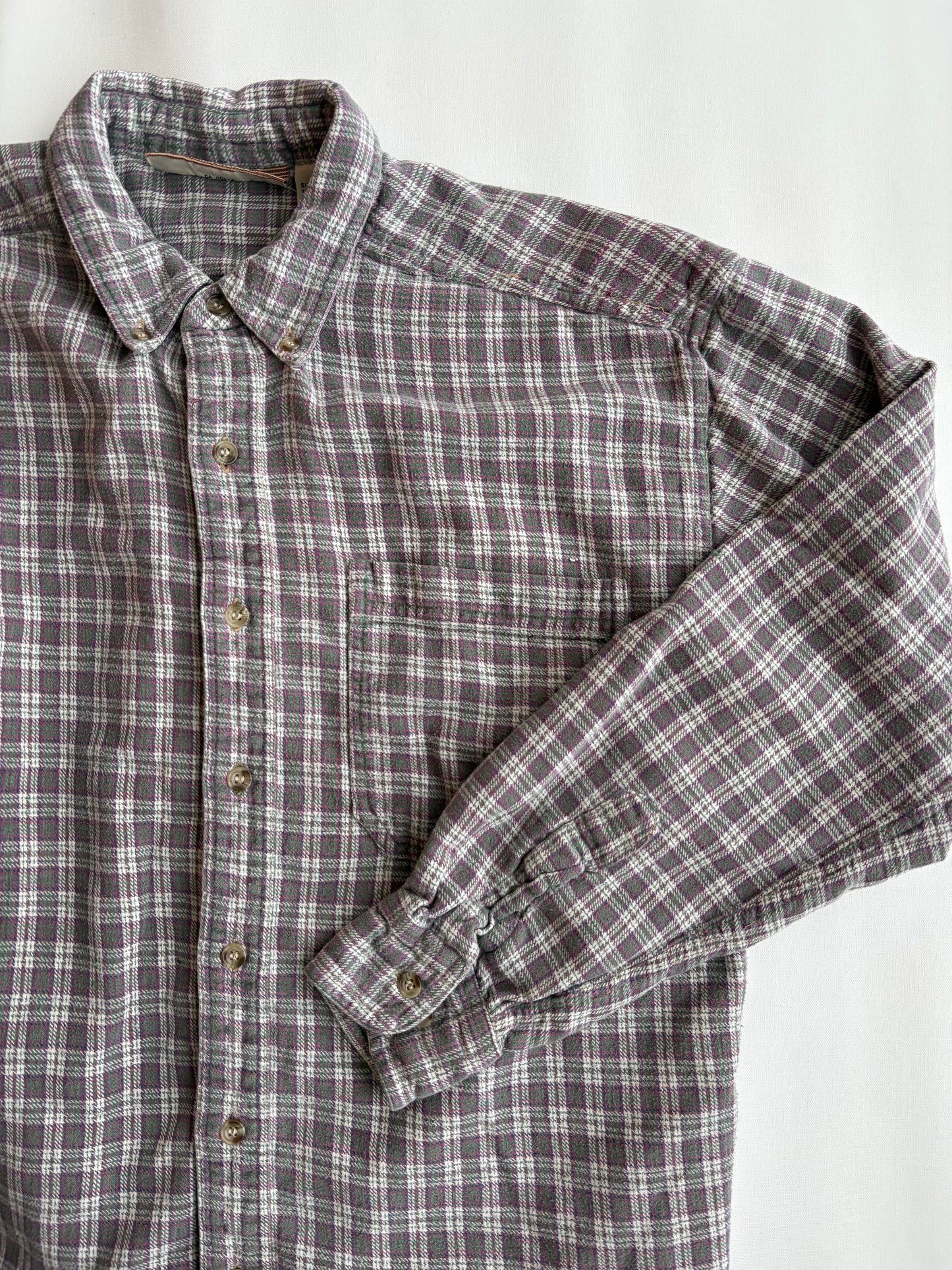 Pink Green & Grey Plaid Cotton Button-Down