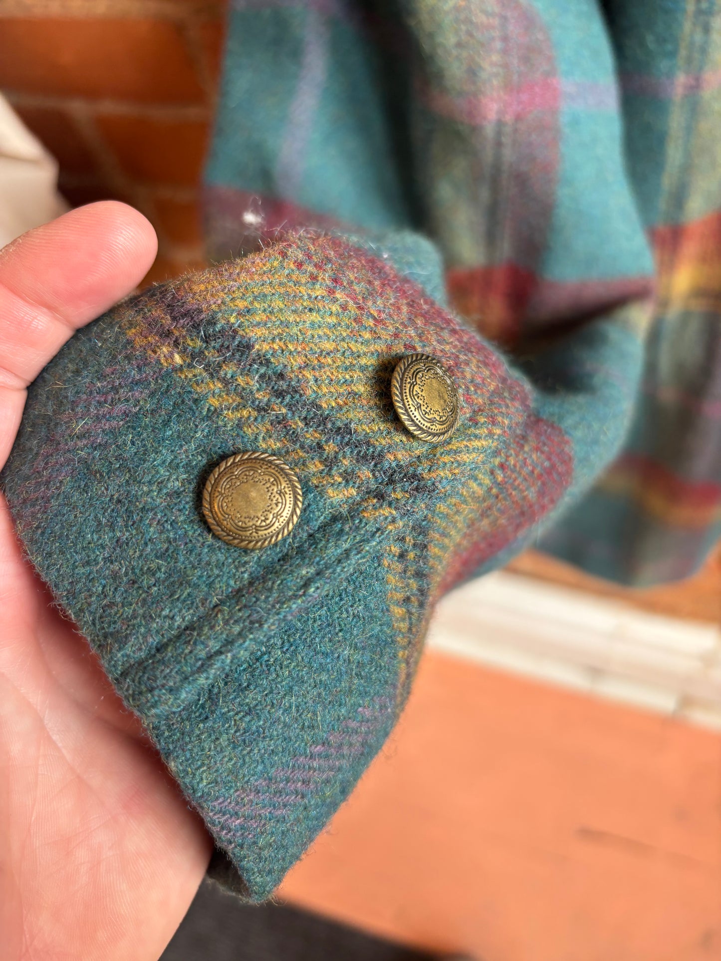 Lizwear Teal Plaid Wool Mohair Blend Blazer