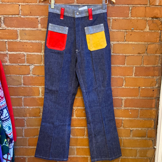 70’s High Waisted Bells with Colorful Pockets